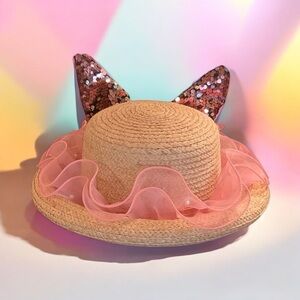 Rolled Brim Straw Easter Hat